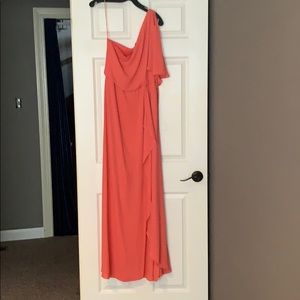 BCBG floor length, one shoulder gown